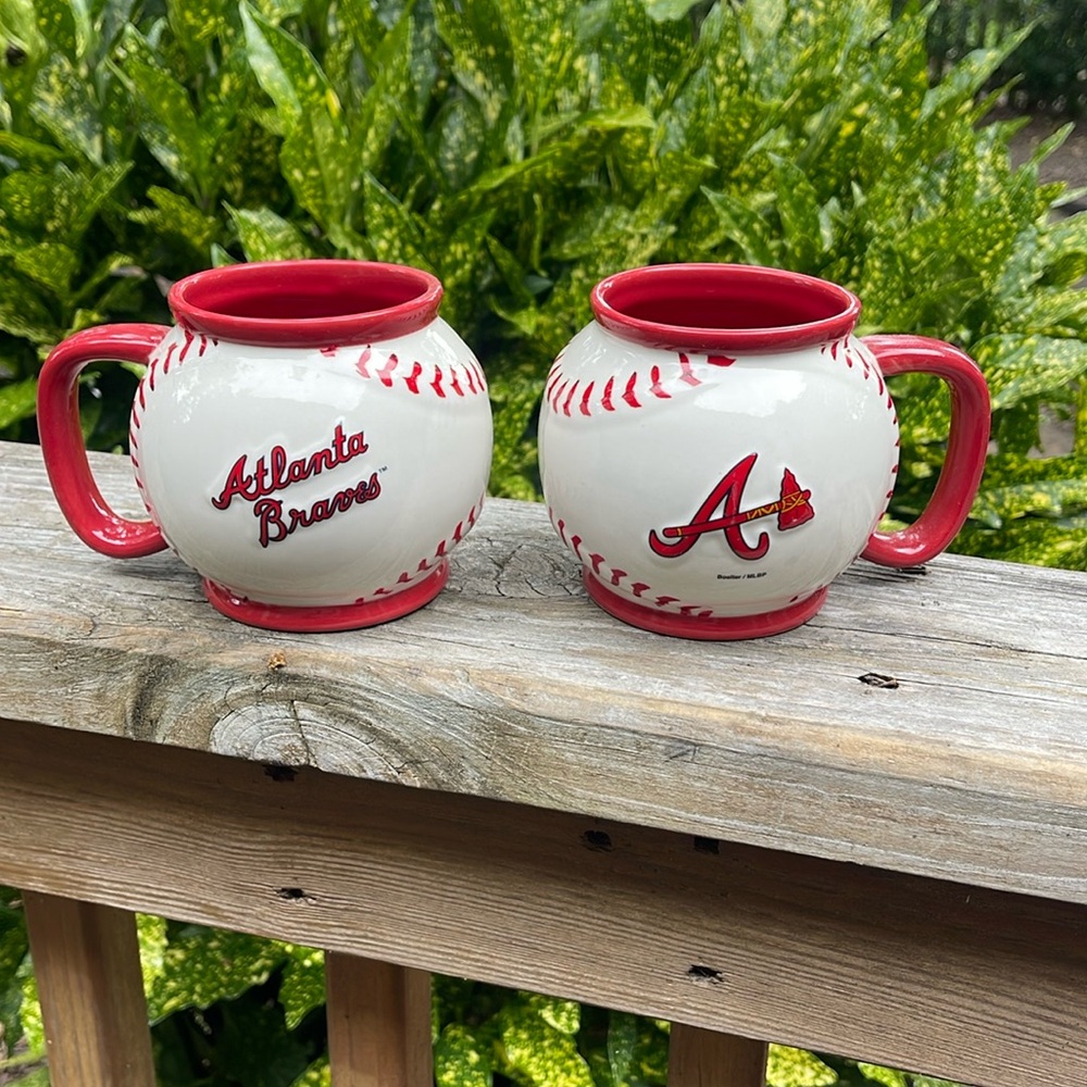 Boelter Brands MLB Atlanta Braves Baseball Shaped Mug Coffee Mug Set of 2